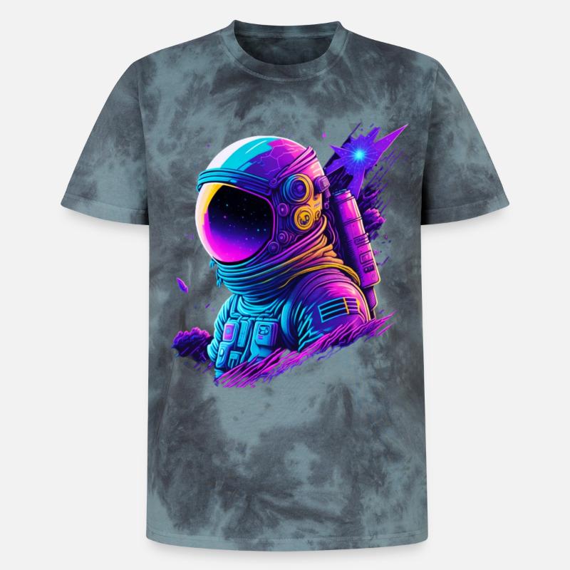 Synthwave Astronaute Space Explorer - T-shirt tie-dye premium unisexe - noir/bleu