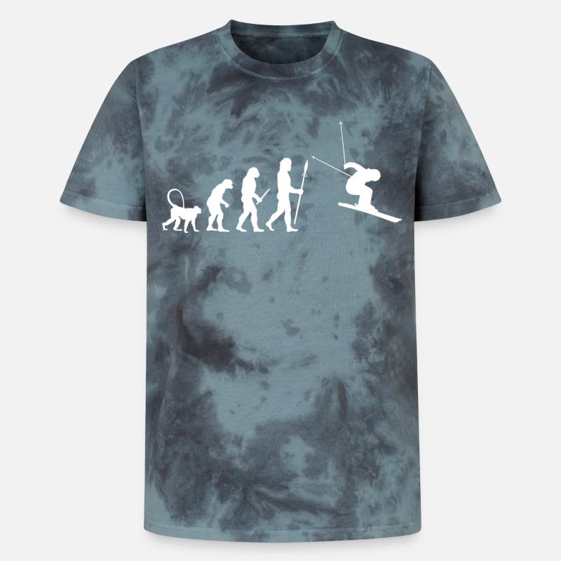 Évolution du ski - T-shirt tie-dye premium unisexe - noir/bleu