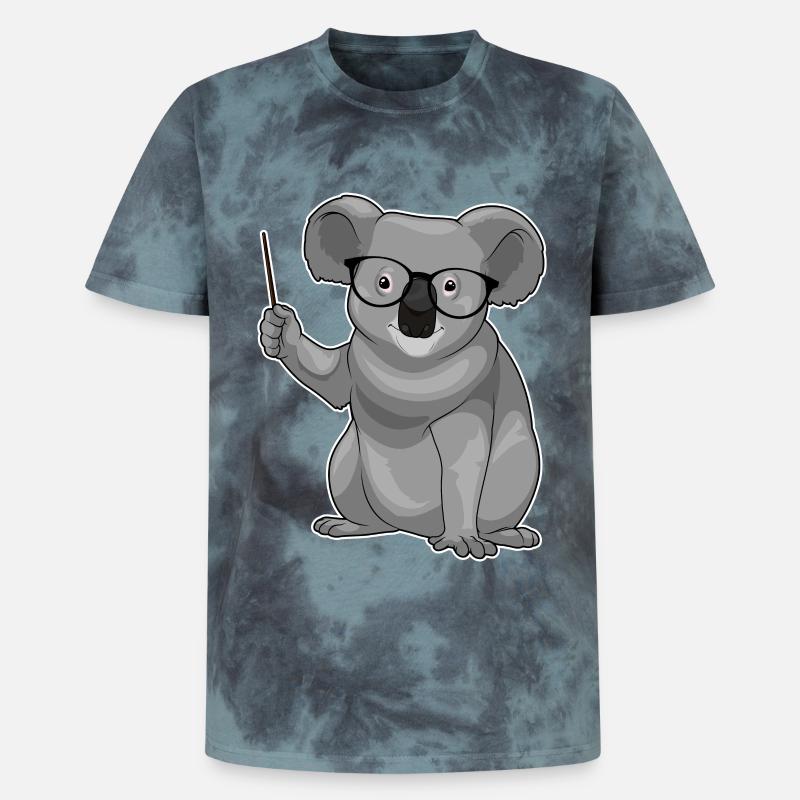 Koala Lehrer Pointer - Unisex Premium Tie Dye T-Shirt - Schwarz/Blau