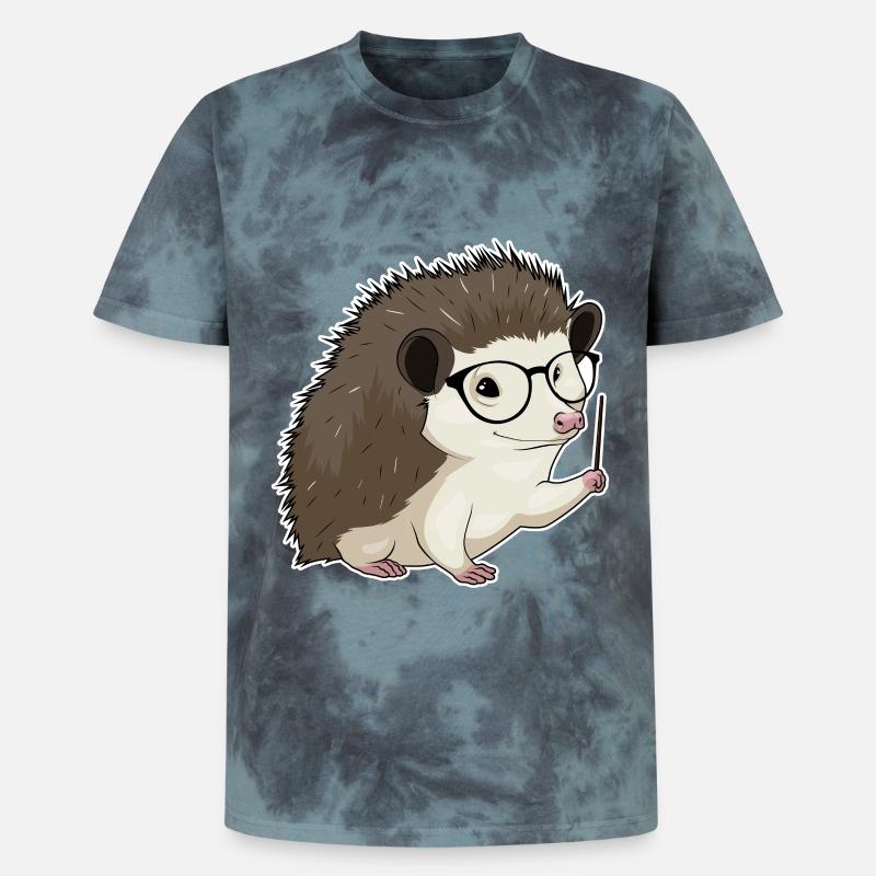 Igel Lehrer Pointer - Unisex Premium Tie Dye T-Shirt - Schwarz/Blau