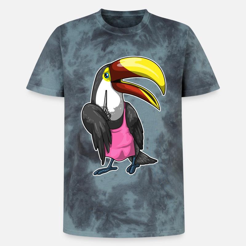 Ciseaux de coiffure Toucan - T-shirt tie-dye premium unisexe - noir/bleu