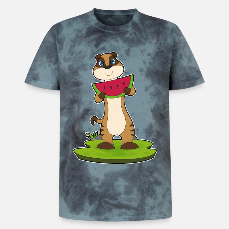 Suricate fruit de pastèque - T-shirt tie-dye premium unisexe - noir/bleu