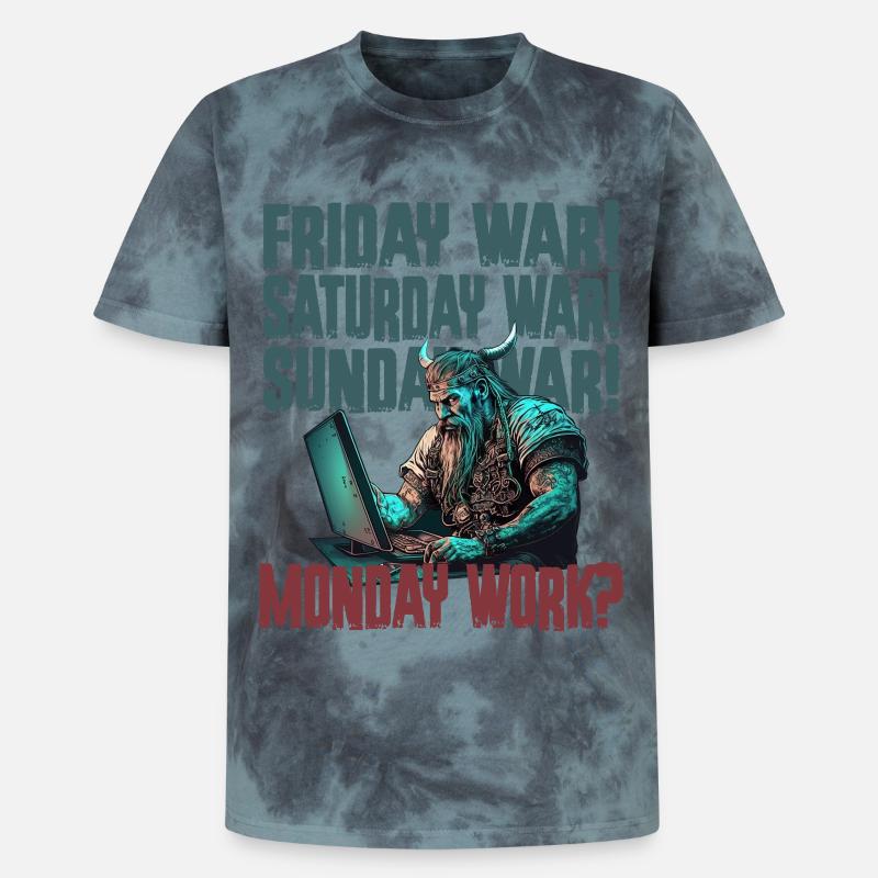 Monday work Programier-Wikinger - Unisex Premium Tie Dye T-Shirt - Schwarz/Blau