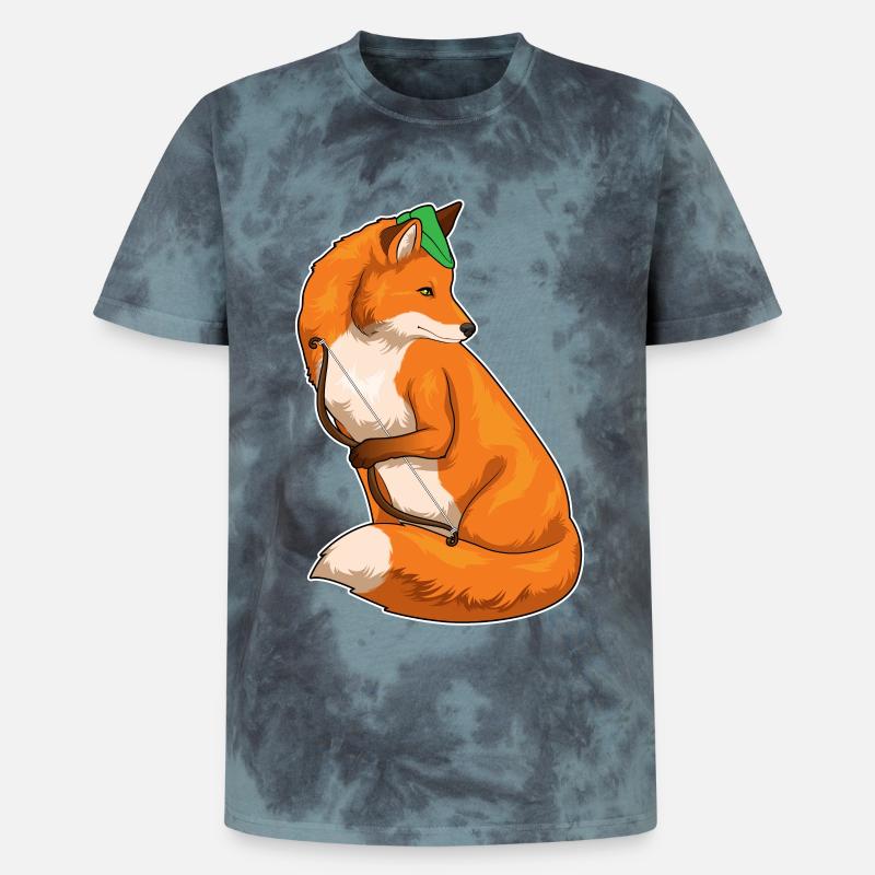 Fuchs Bogenschütze Bogen - Unisex Premium Tie Dye T-Shirt - Schwarz/Blau