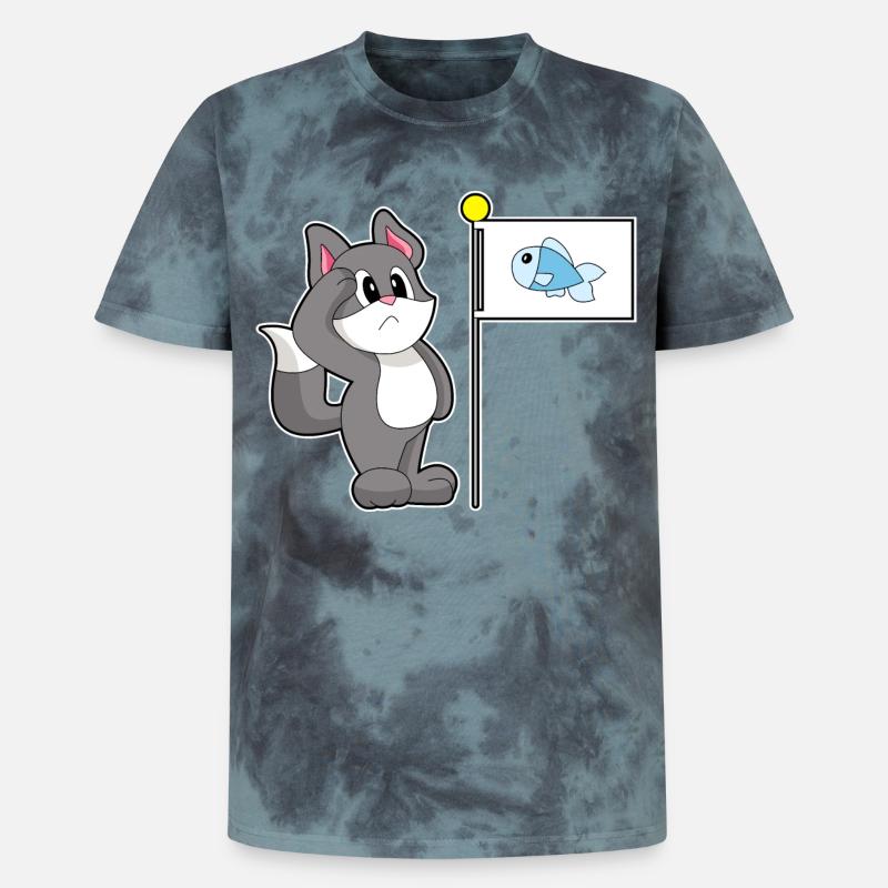 Drapeau de chat - T-shirt tie-dye premium unisexe - noir/bleu