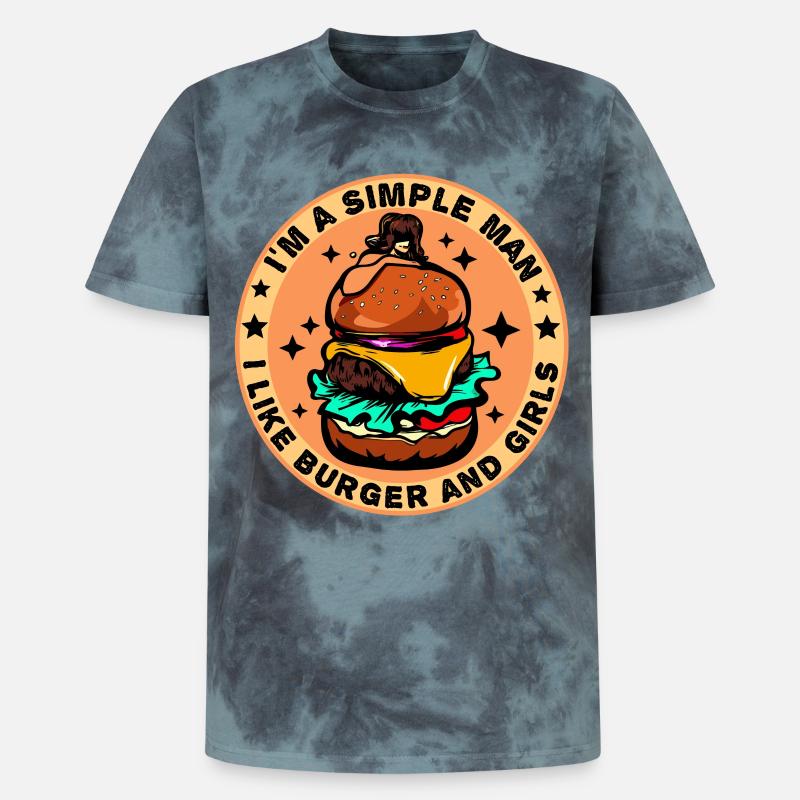 Burger Cheeseburger liebe - einfacher Mann - Unisex Premium Tie Dye T-Shirt - Schwarz/Blau