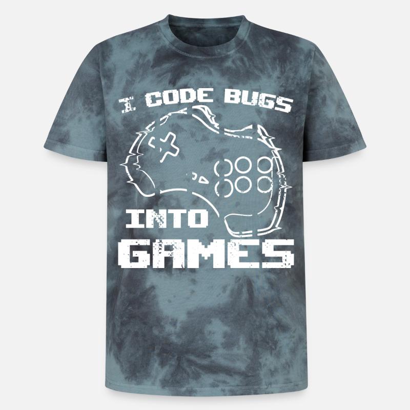 Ich programmiere Bugs in Videospiele - Unisex Premium Tie Dye T-Shirt - Schwarz/Blau