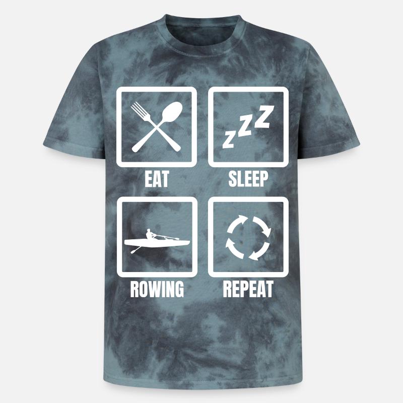 Manger, dormir, ramer, répéter - T-shirt tie-dye premium unisexe - noir/bleu