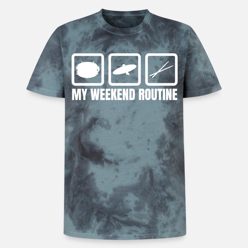 Schlagzeuger Wochenendroutine - Unisex Premium Tie Dye T-Shirt - Schwarz/Blau