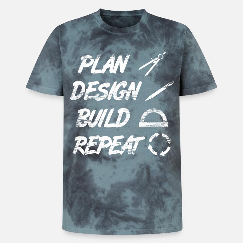 Routine de l’architecte - T-shirt tie-dye premium unisexe - noir/bleu