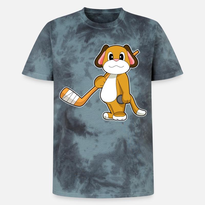 Hund Eishockey Eishockeyschläger - Unisex Premium Tie Dye T-Shirt - Schwarz/Blau