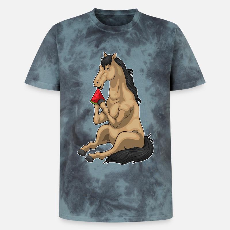 Cheval Pastèque Fruit - T-shirt tie-dye premium unisexe - noir/bleu