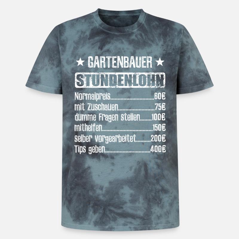 Stundenlohn Gartenbauer Beruf - Spruch - Unisex Premium Tie Dye T-Shirt - Schwarz/Blau