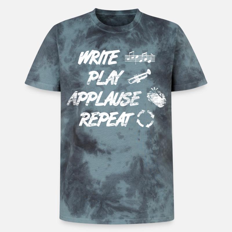writing, playing, applause, repeating - Unisex Premium Tie-Dye T-Shirt - Black/Blue