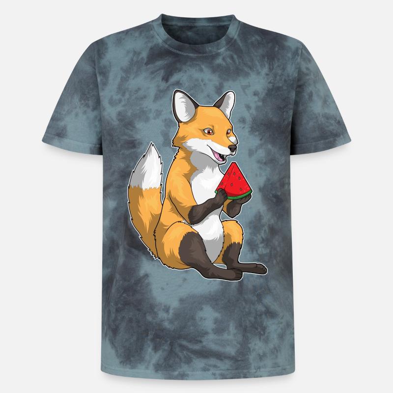 Fruit de la pastèque Fox - T-shirt tie-dye premium unisexe - noir/bleu