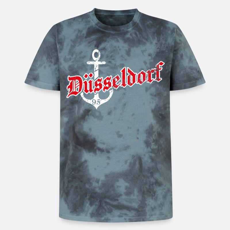 Düsseldorf mit Anker - Unisex Premium Tie Dye T-Shirt - Schwarz/Blau