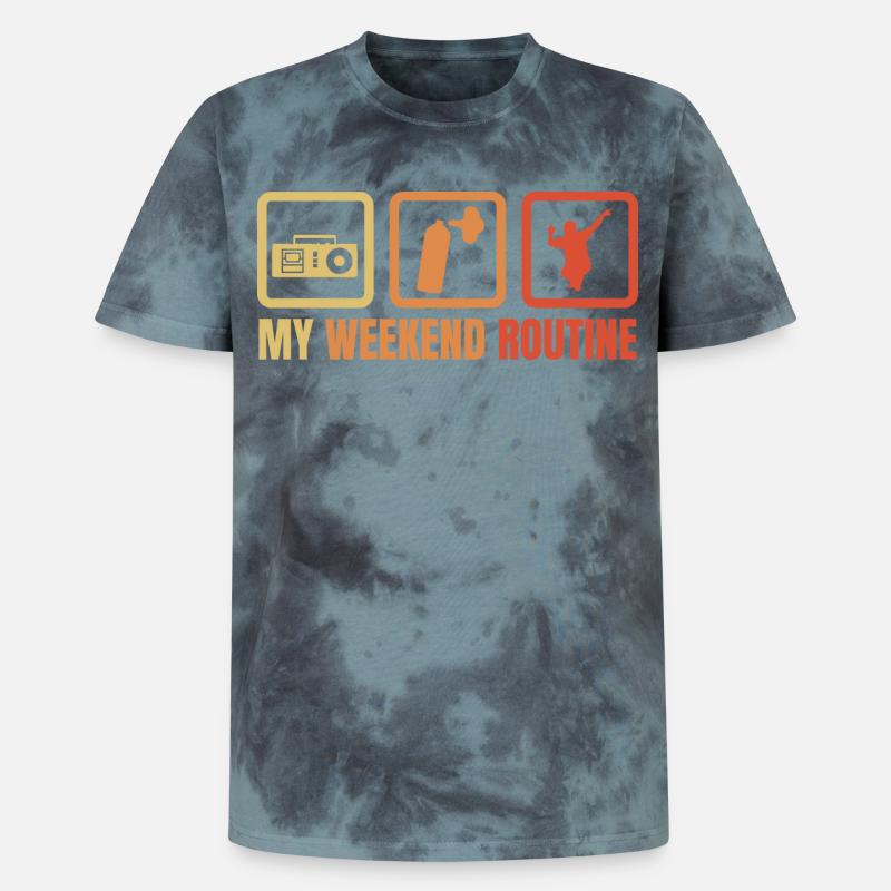 Break Dancer Wochenendroutine - Unisex Premium Tie Dye T-Shirt - Schwarz/Blau