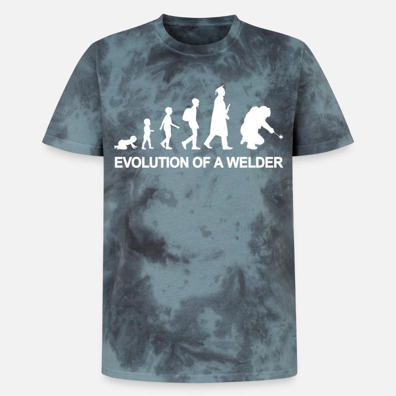 Evolution eines Schweißers - Unisex Premium Tie Dye T-Shirt - Schwarz/Blau