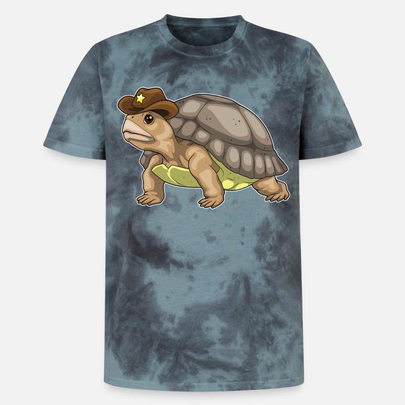 Turtle Sheriff Sheriff's Hat - Unisex Premium Tie-Dye T-Shirt - Black/Blue