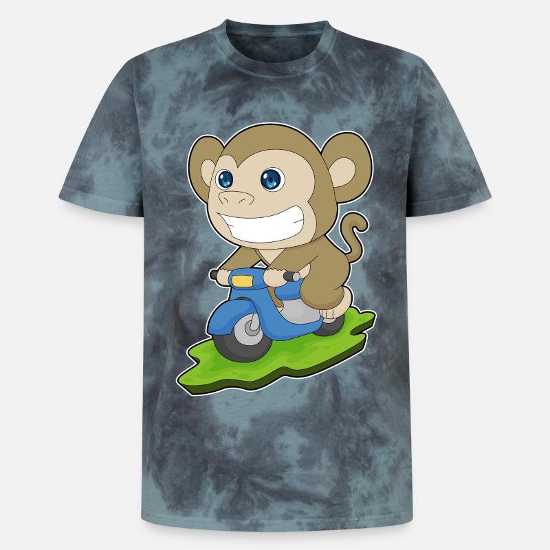 Affe Motorroller - Unisex Premium Tie Dye T-Shirt - Schwarz/Blau