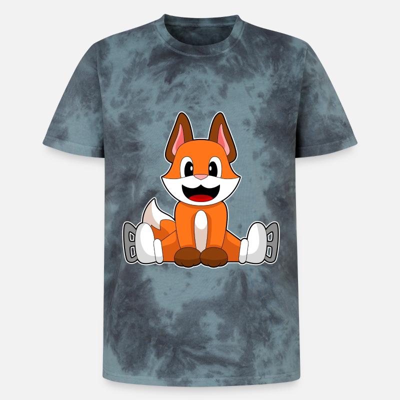 Fuchs Eislaufen Schlittschuhe - Unisex Premium Tie Dye T-Shirt - Schwarz/Blau