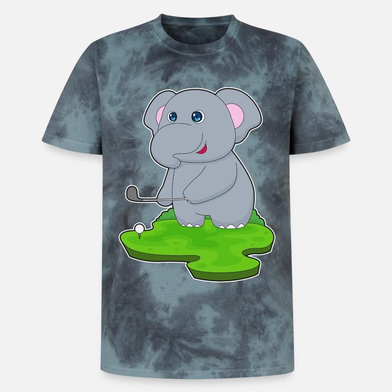 Elefant Golf Golfschläger - Unisex Premium Tie Dye T-Shirt - Schwarz/Blau