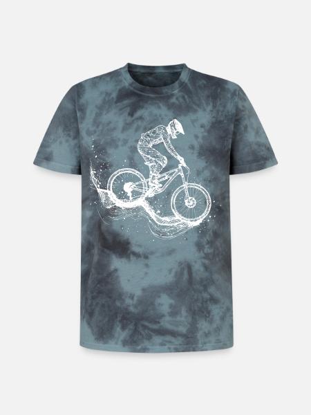 Dessin VTT - T-shirt tie-dye premium unisexe - noir/bleu