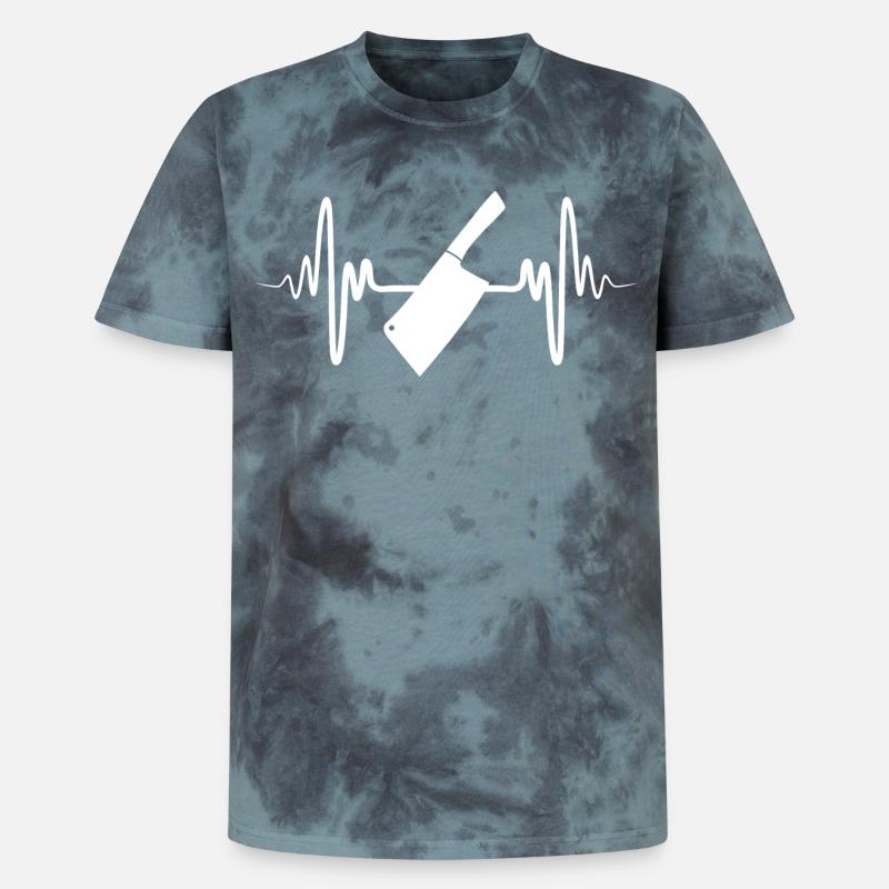 Hackmesser Herzschlag - Unisex Premium Tie Dye T-Shirt - Schwarz/Blau