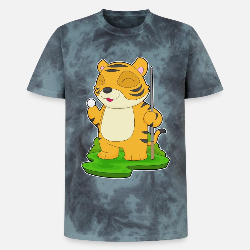 Tiger Billiard Queue - Unisex Premium Tie Dye T-Shirt - Schwarz/Blau