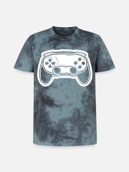 Video Game Controller Drawing - Unisex Premium Tie-Dye T-Shirt - Black/Blue