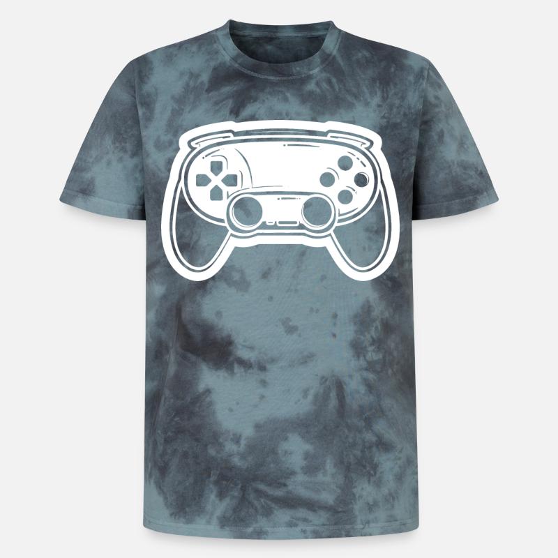 Video Game Controller Drawing - Unisex Premium Tie-Dye T-Shirt - Black/Blue
