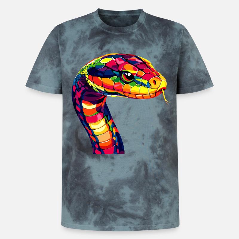 Schlange Python Kobra Mamba Klapperschlange Snake - Unisex Premium Tie Dye T-Shirt - Schwarz/Blau