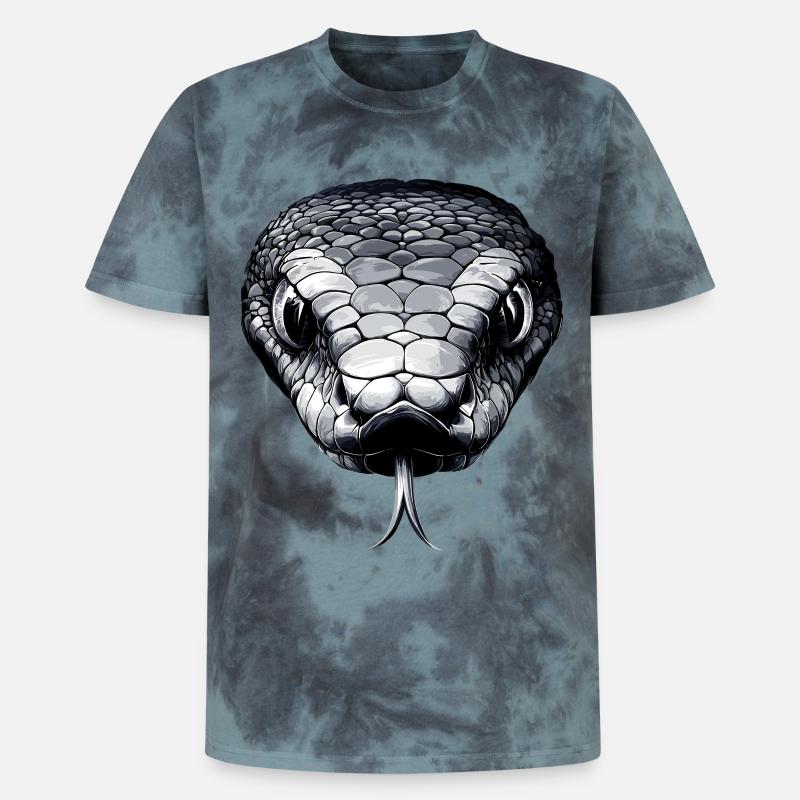 Schlange Python Kobra Mamba Klapperschlange Snake - Unisex Premium Tie Dye T-Shirt - Schwarz/Blau
