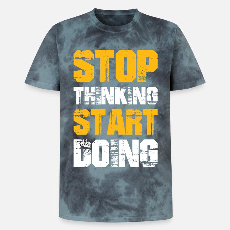Stop Thinking Start Doing - Unisex Premium Tie-Dye T-Shirt - Black/Blue