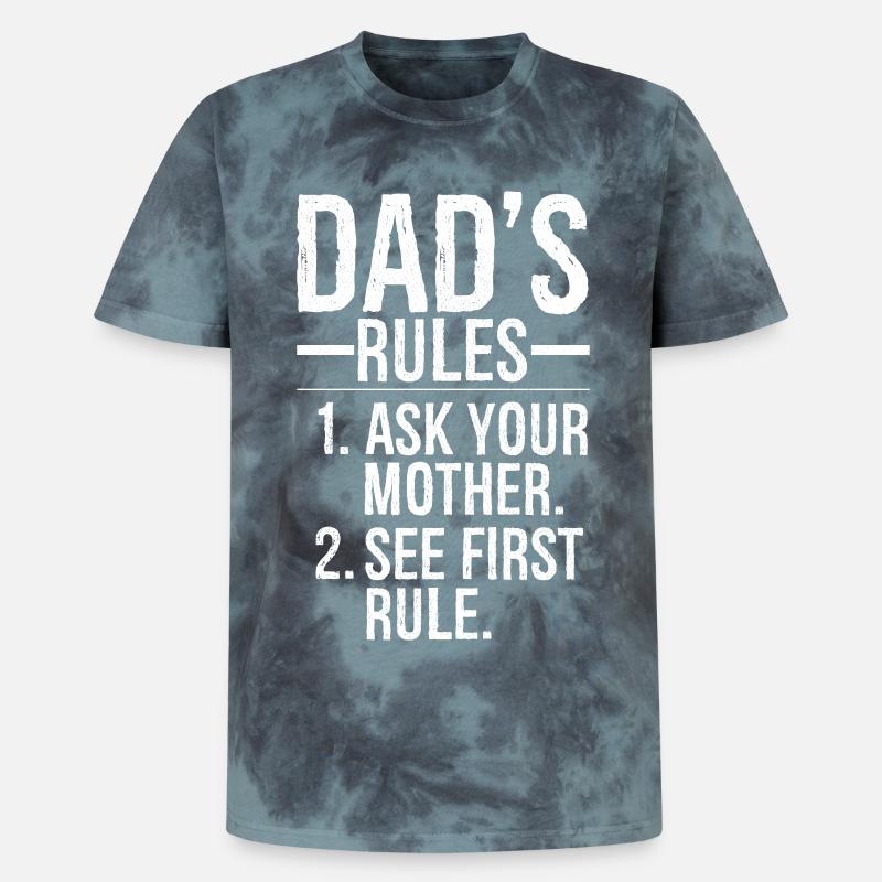 Papas Regeln frag deine Mutter - Unisex Premium Tie Dye T-Shirt - Schwarz/Blau