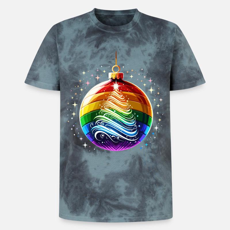 Regenbogen Weihnachtskugel - Unisex Premium Tie Dye T-Shirt - Schwarz/Blau