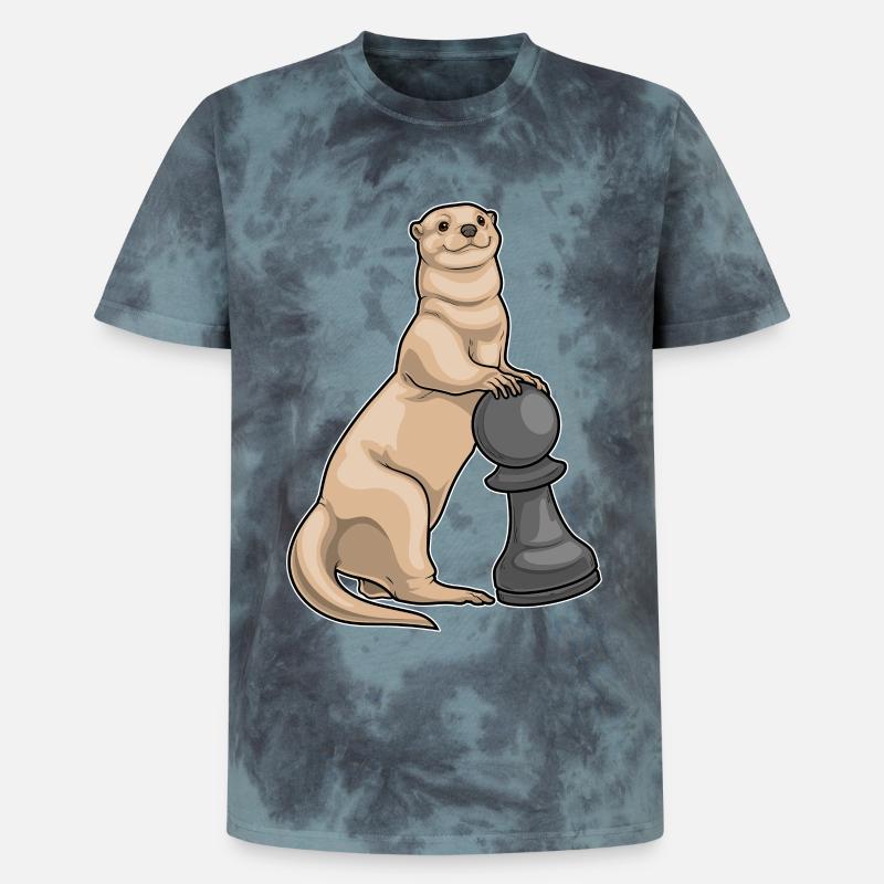Otter Schachfigur Bauer Schach - Unisex Premium Tie Dye T-Shirt - Schwarz/Blau