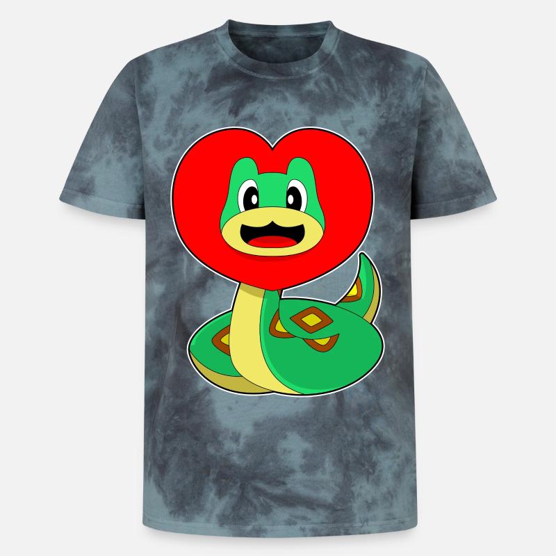 Cœur de serpent - T-shirt tie-dye premium unisexe - noir/bleu
