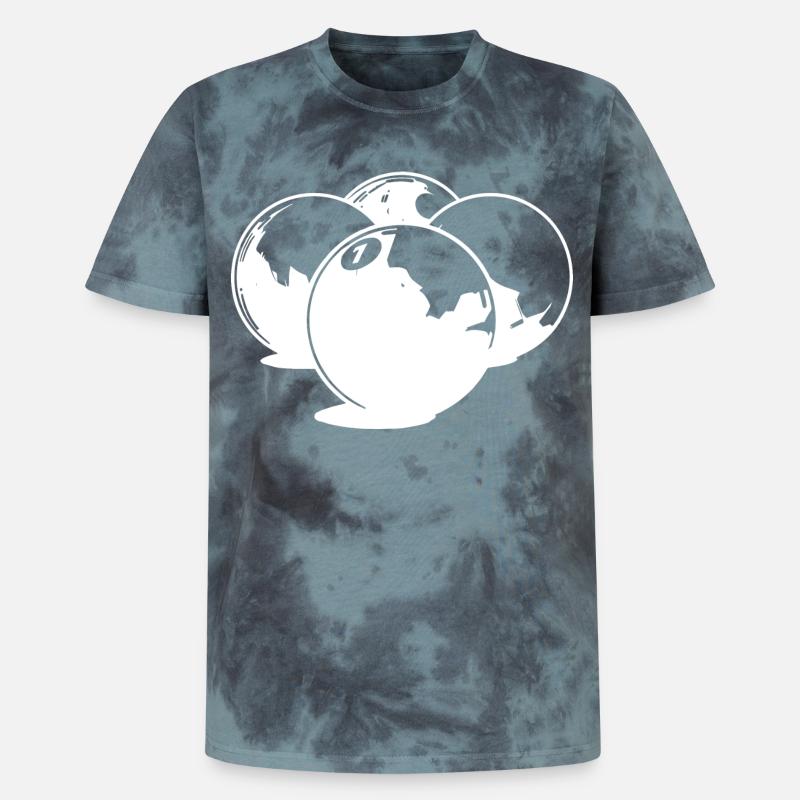 Dessin de boules de billard - T-shirt tie-dye premium unisexe - noir/bleu