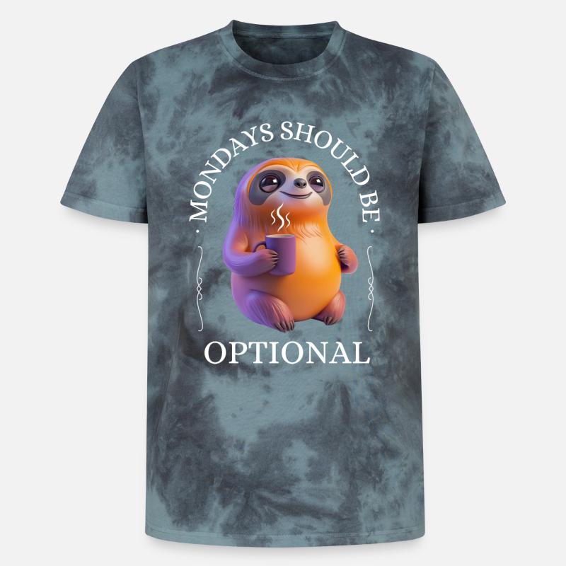 Monday grouch – coffee-drinking sloth - Unisex Premium Tie-Dye T-Shirt - Black/Blue