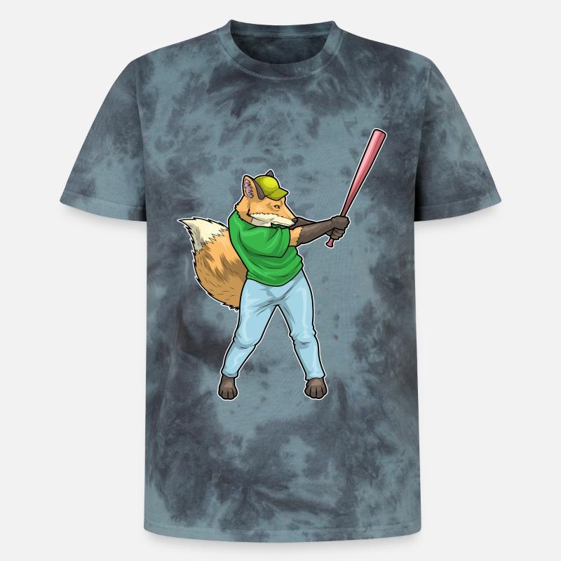 Fuchs Baseball Baseballschläger - Unisex Premium Tie Dye T-Shirt - Schwarz/Blau