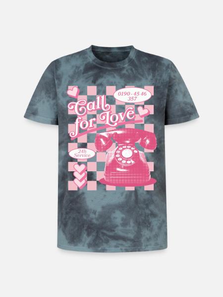 Call for Love Hotline Aesthetics - Unisex Premium Tie-Dye T-Shirt - Black/Blue