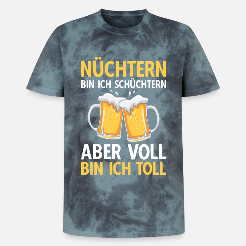 Bier Nüchtern bin ich schüchtern - Unisex Premium Tie Dye T-Shirt - Schwarz/Blau