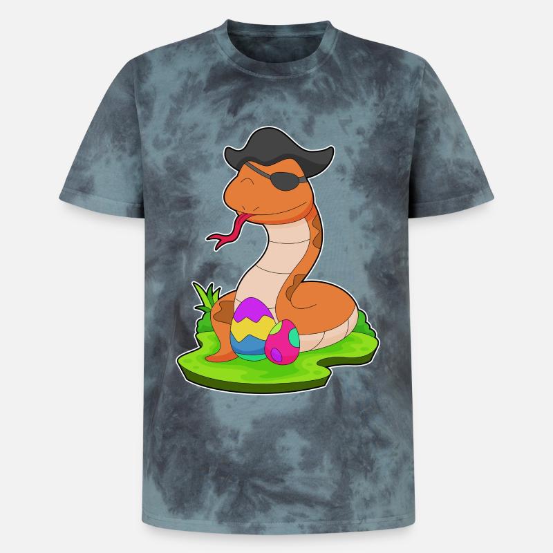 Snake Easter Pirate - Unisex Premium Tie-Dye T-Shirt - Black/Blue