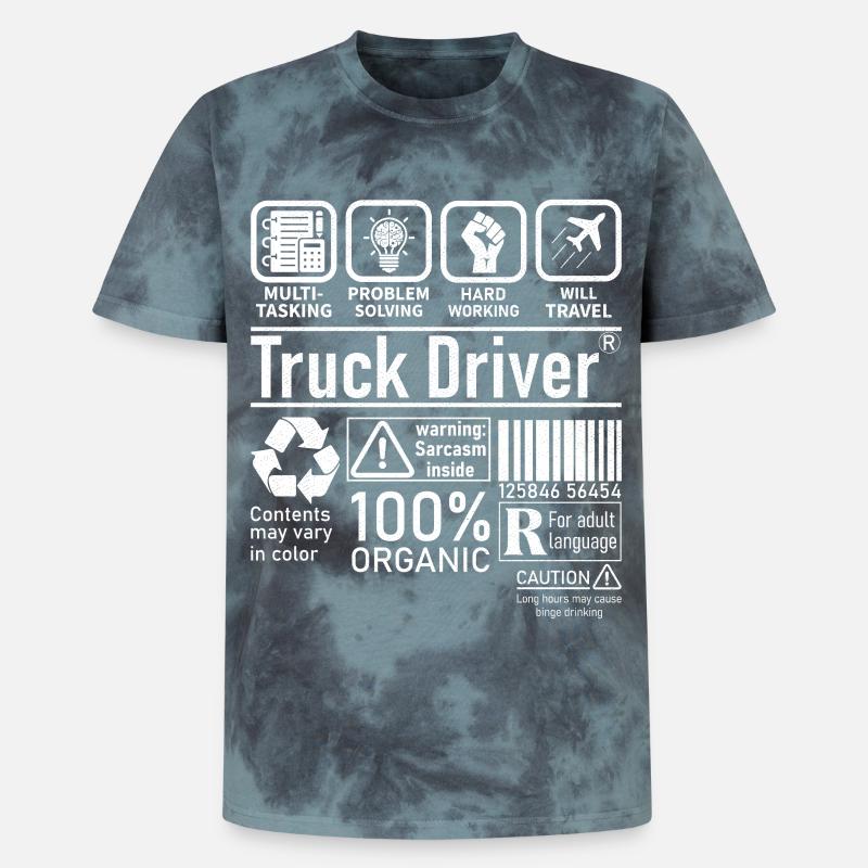 Truck Driver multi tasking problem solving - Unisex Premium Tie-Dye T-Shirt - Black/Blue