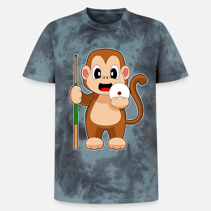 Queue de billard Monkey - T-shirt tie-dye premium unisexe - noir/bleu