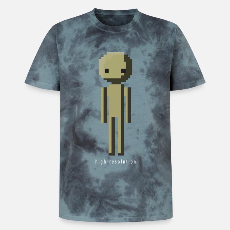 High Resolution Lustig Pixelart Männchen Geschenk - Unisex Premium Tie Dye T-Shirt - Schwarz/Blau