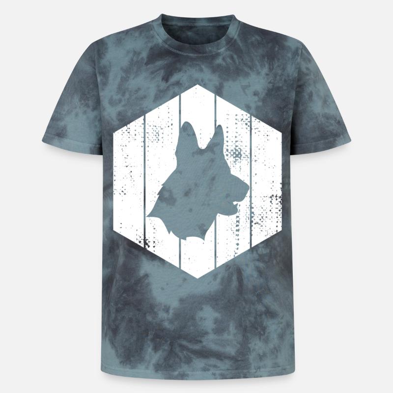 Deutscher Schäferhund - Unisex Premium Tie Dye T-Shirt - Schwarz/Blau