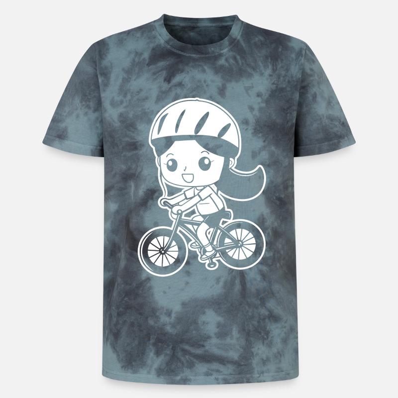 Radfahrerin Comic Stil - Unisex Premium Tie Dye T-Shirt - Schwarz/Blau