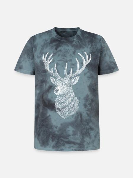 Deer - Unisex Premium Tie-Dye T-Shirt - Black/Blue